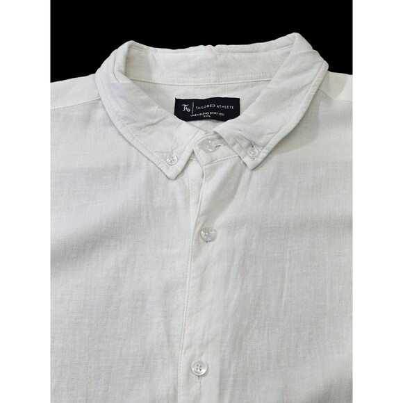 CCN Men's XXXL Tailored Athlete Linen Blend Short Sleeve White Button Down Shirt - Picture 1 of 6